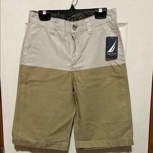 Boys size 12 NAUTICA tan/cream shorts. Brand New with tags